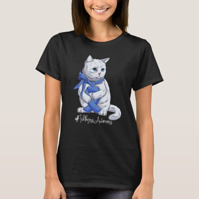 National Ichthyosis Awareness Month Blue Ribbon Cu T Shirt (Framsida)