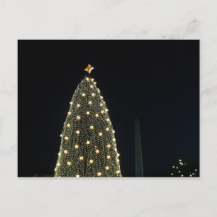 National Julafton Träd & Washington Monument i nat Helg Vykort