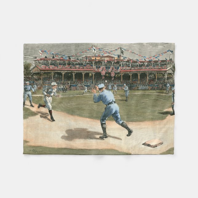 National League Baseball Game 1886 Fleecefilt (Framsidan (Horisontell))