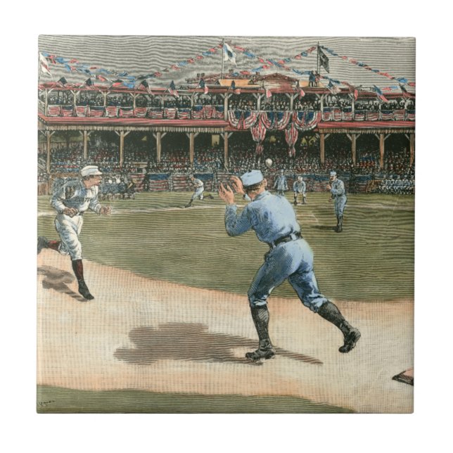 National League Baseball Game 1886 Kakelplatta (Framsidan)