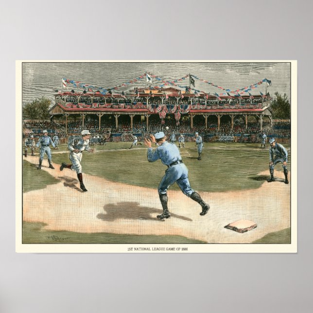 National League Baseball Game 1886 Poster (Framsidan)