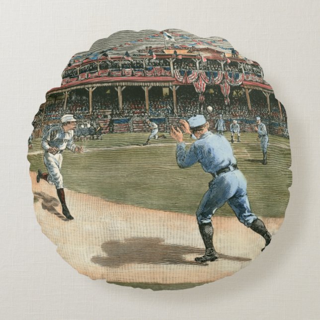 National League Baseball Game 1886 Rund Kudde (Framsidan)