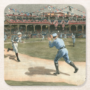 National League Baseball Game 1886 Underlägg Papper Kvadrat
