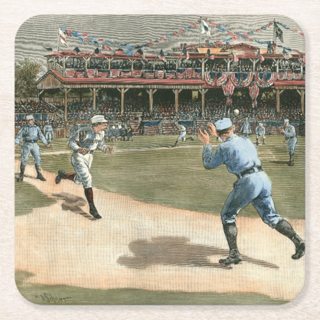 National League Baseball Game 1886 Underlägg Papper Kvadrat (Framsidan)