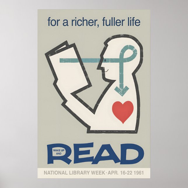 National Library Week 1961 Poster Mid-Century (Framsidan)