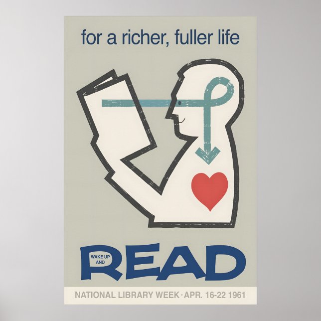 National Library Week 1961 Poster Mid-Century (Framsidan)