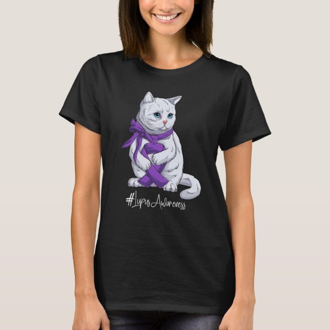 National Lupus Awareness Month Lila Ribbon Cute T Shirt (Framsida)