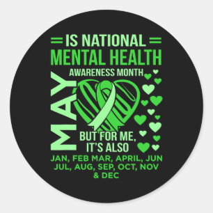 National Mental Health Awareness MonSupporter G Runt Klistermärke