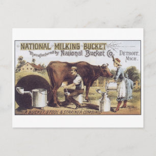 National Milking Bucket Detroit Michigan Vykort