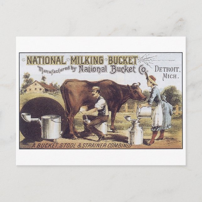 National Milking Bucket Detroit Michigan Vykort (Framsida)