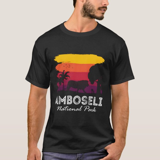 National Park Afrika Amboseli Kenya T Shirt (Framsida)