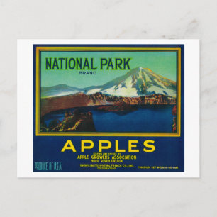 National Park Apple Låda LabelHood River, ELLER Vykort