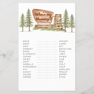 National Park Baby Shower Games Whos My Mamma Flygblad
