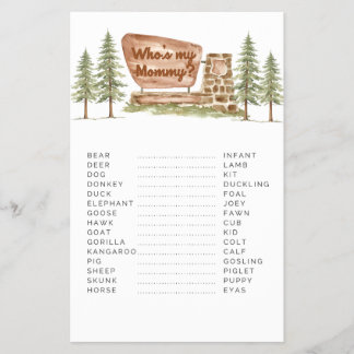 National Park Baby Shower Games Whos My Mamma Flygblad