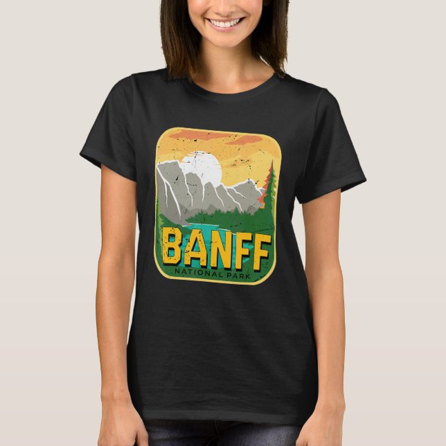 National Park Canada Alberta Banff Camping Mountai T Shirt (Framsida)