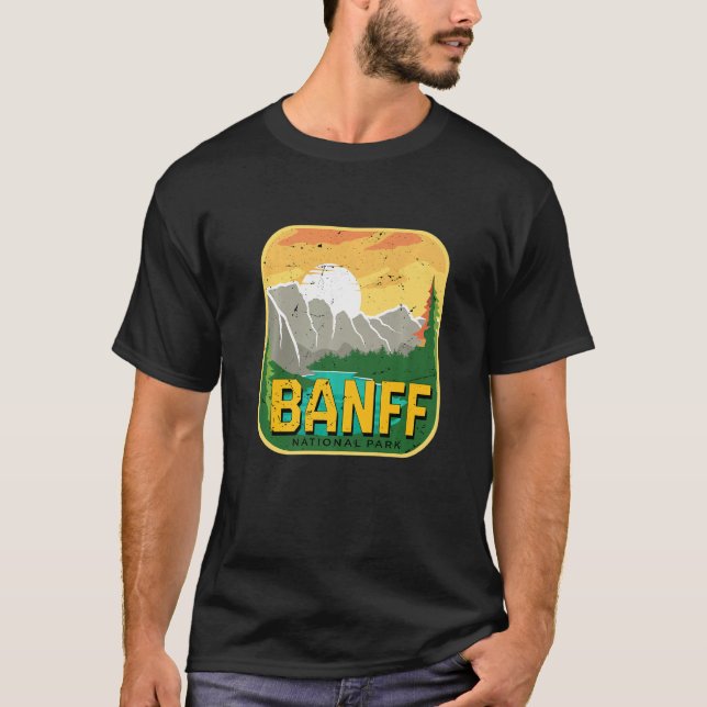 National Park Canada Alberta Banff Camping Mountai T Shirt (Framsida)
