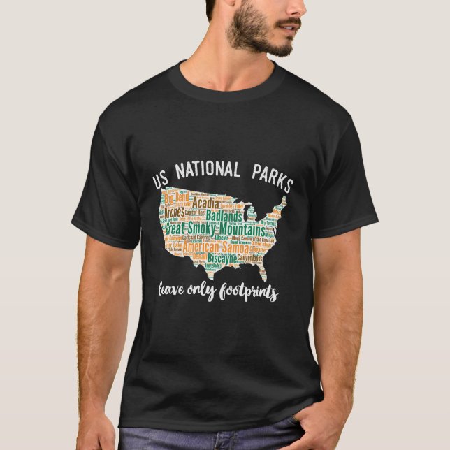 National Park Karta Långärmad Graphic Tee Shirt (Framsida)