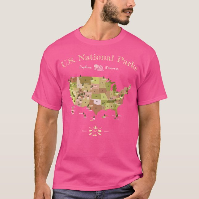 National Park Karta Shirt All US National Parker V T Shirt (Framsida)