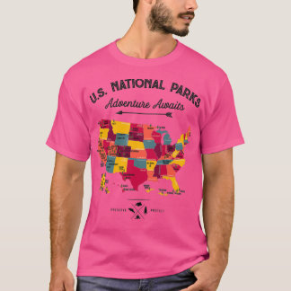 National Park Map Vintage All 59 National Parks Gi T Shirt