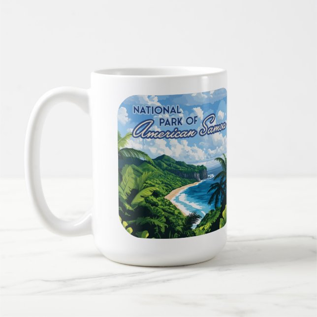 National Park of American Samoa Beach Rainforest Kaffemugg (Vänster)