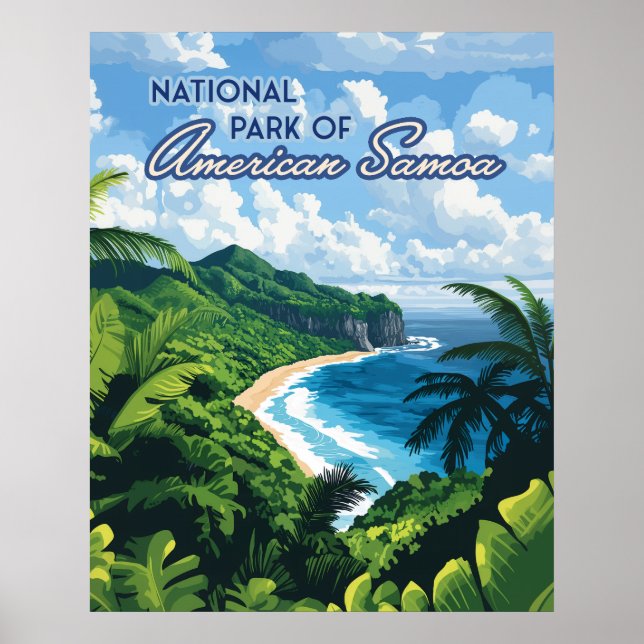 National Park of American Samoa Beach Rainforest Poster (Framsidan)