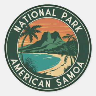 National Park of American Samoa Round Emblem Runt Klistermärke