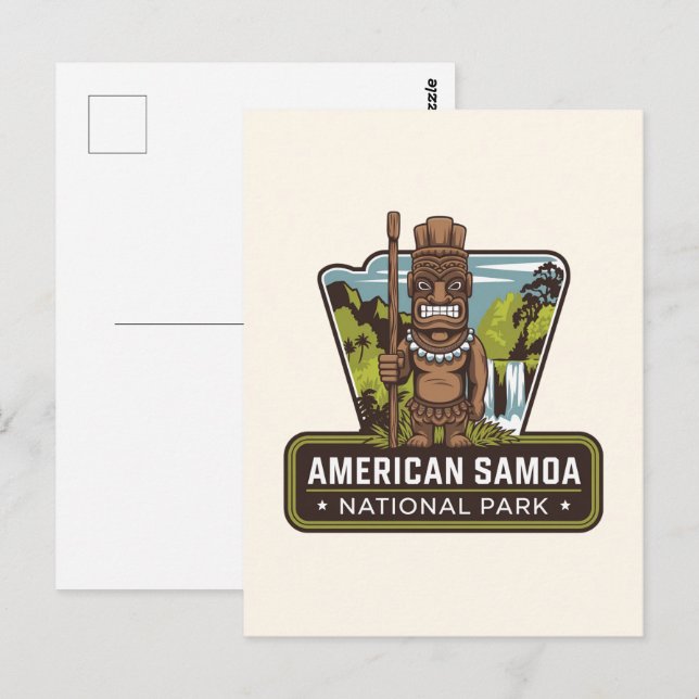 National Park of American Samoa Travel Badge Vykort (Fram/baksida)