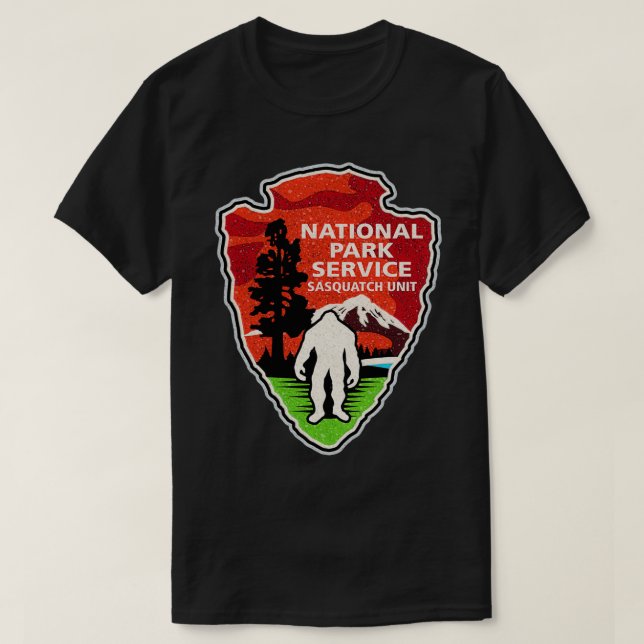 National Park Service Sasquatch Bigfoot-enhetspil T Shirt (Design framsida)