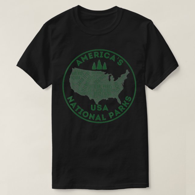 National Parker Karta Hiking Travel Camping Outrs  T Shirt (Design framsida)