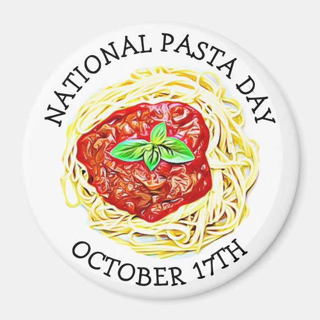 National Pasta Day 17:e Finny Food Helgdag Magnet (Framsidan)