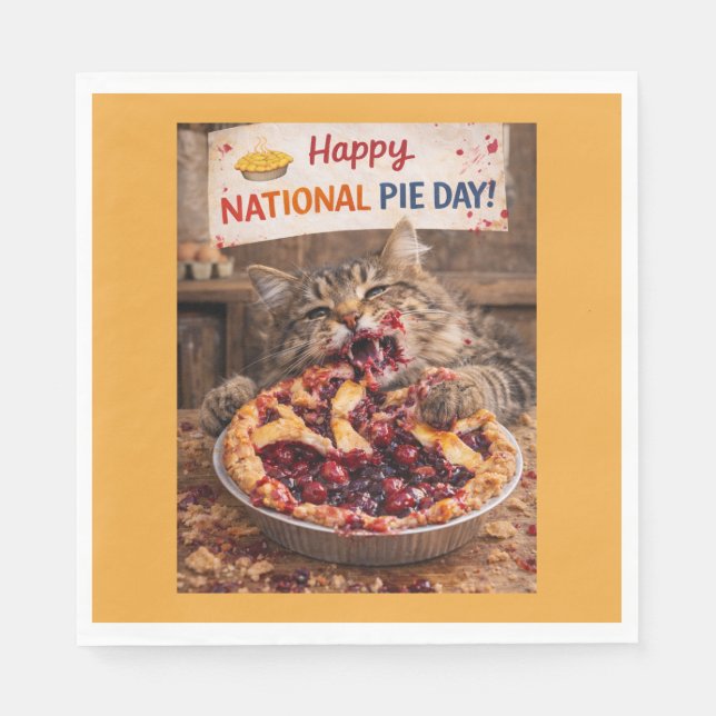National Pie Day Cat Napkins Pappersservett (Framsidan)