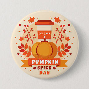 National Pumpkin Spice Day, kaffe, höst löv Knapp