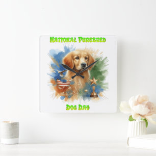 National Pureborn Hund Day Firande Artwork Fyrkantig Klocka