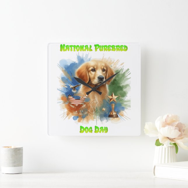 National Pureborn Hund Day Firande Artwork Fyrkantig Klocka (Hem)