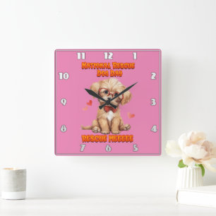 National Pureborn Hund Day Firande Artwork Fyrkantig Klocka