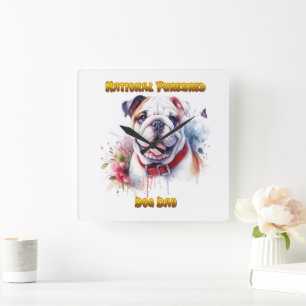 National Pureborn Hund Day Firande Artwork Fyrkantig Klocka