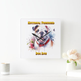 National Pureborn Hund Day Firande Artwork Fyrkantig Klocka