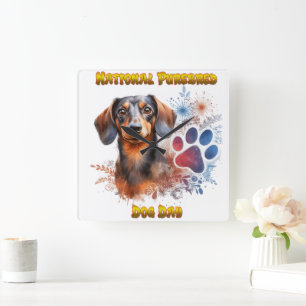 National Pureborn Hund Day Firande Artwork Fyrkantig Klocka