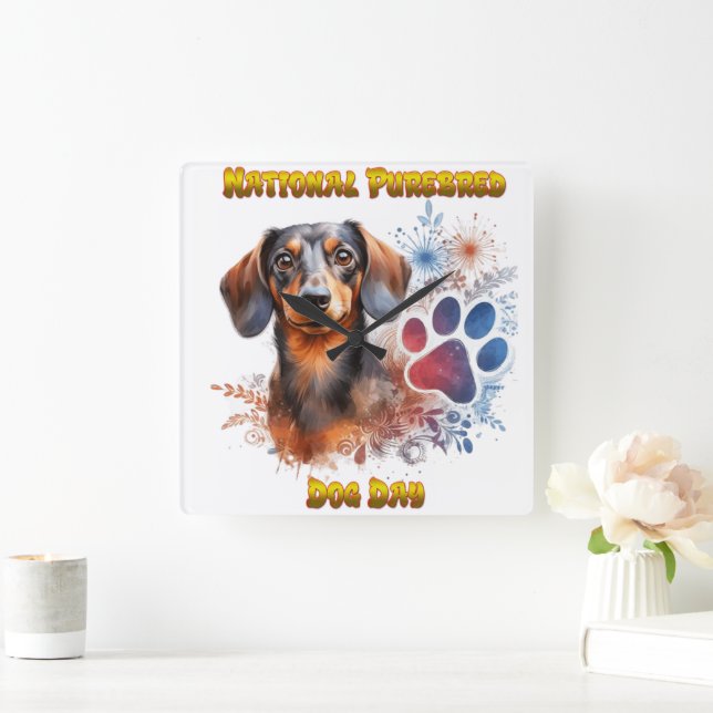 National Pureborn Hund Day Firande Artwork Fyrkantig Klocka (Hem)