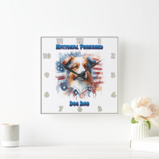National Pureborn Hund Day Firande Artwork Fyrkantig Klocka