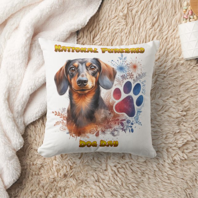 National Pureborn Hund Day Firande Artwork Kudde (Filt)