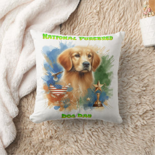 National Pureborn Hund Day Firande Artwork Kudde