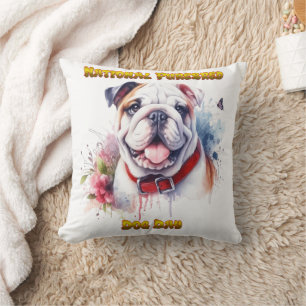 National Pureborn Hund Day Firande Artwork Kudde
