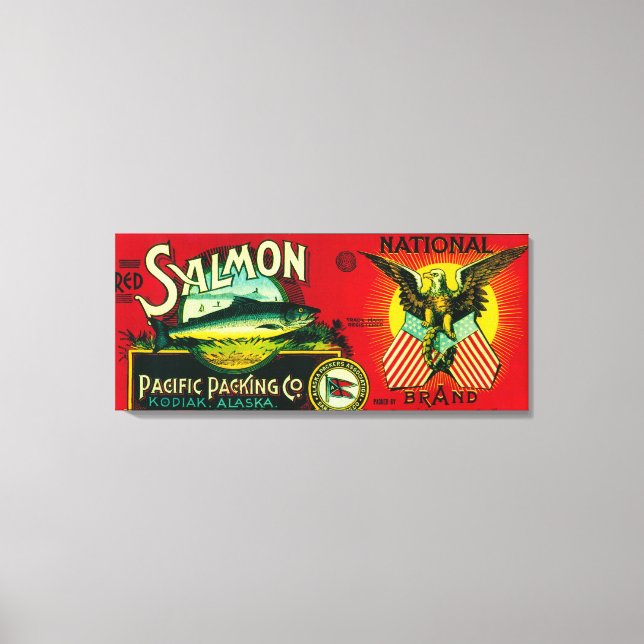 National Salmon Can LabelKodiak, AK Canvastryck (Framsida)