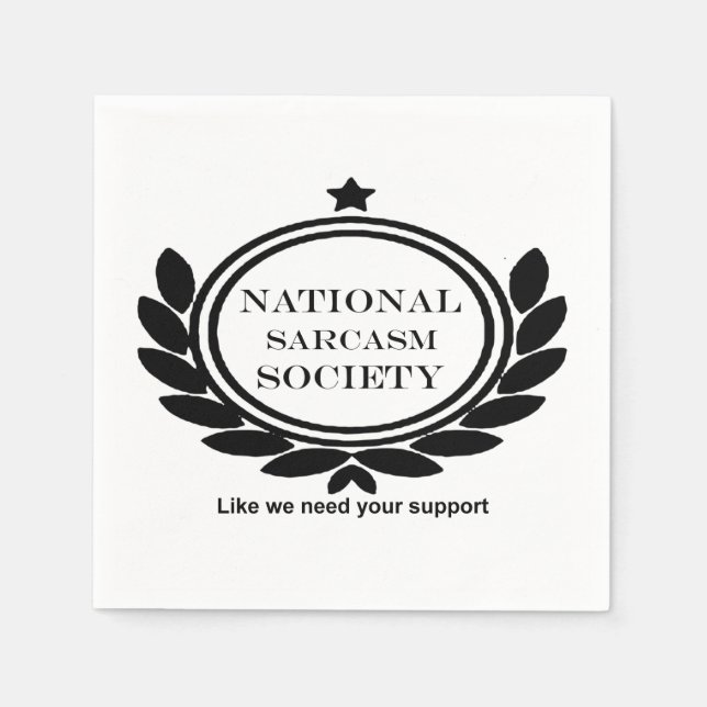 National Sarcasm Society Humor Quote Sarkastic Rol Pappersservett (Framsidan)