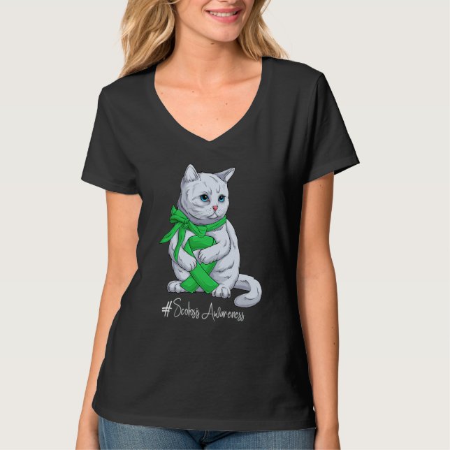 National Scoliosis Awareness Month Green Ribbon Cu T Shirt (Framsida)