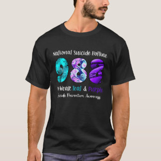 National Suicide Hotline 988 Vi Bära Teal and Purp T Shirt