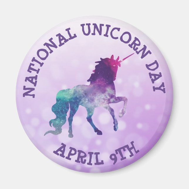 National Unicorn Day April 9:e Helgdagarna Magnet (Framsidan)