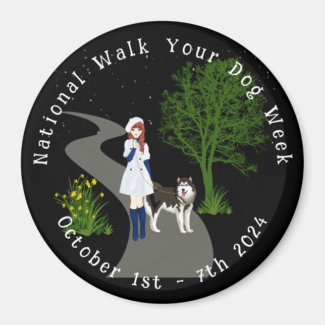 National Walk Your Hund Week Magnet (Framsidan)