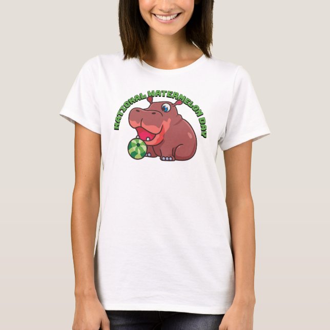 National Watermelon Day, hippo T Shirt (Framsida)
